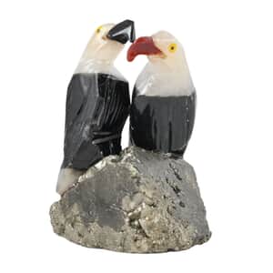 Multi Gemstone Carved Eagle Couple Approx. 380ctw