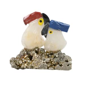 Multi Gemstone Carved Cockatoo Couple Approx. 380ctw
