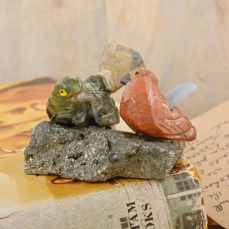 Multi Gemstone Carved Albatross Couple Approx. 245ctw