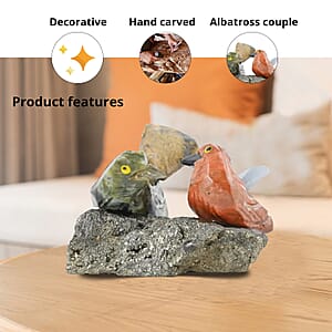 Multi Gemstone Carved Albatross Couple Approx. 245ctw