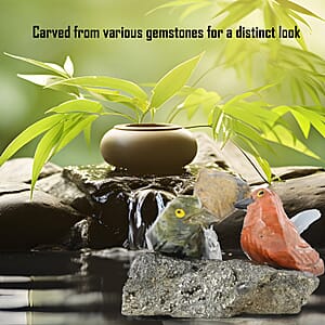 Multi Gemstone Carved Albatross Couple Approx. 245ctw