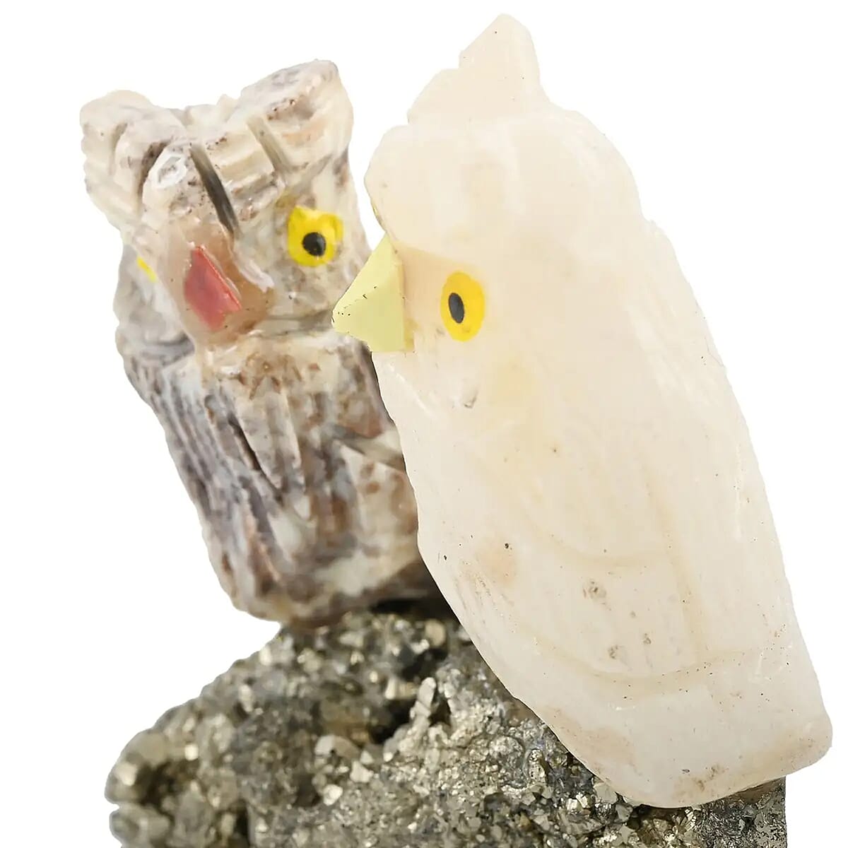 Multi Gemstone Carved Owl Couple Approx. 220ctw image number 5