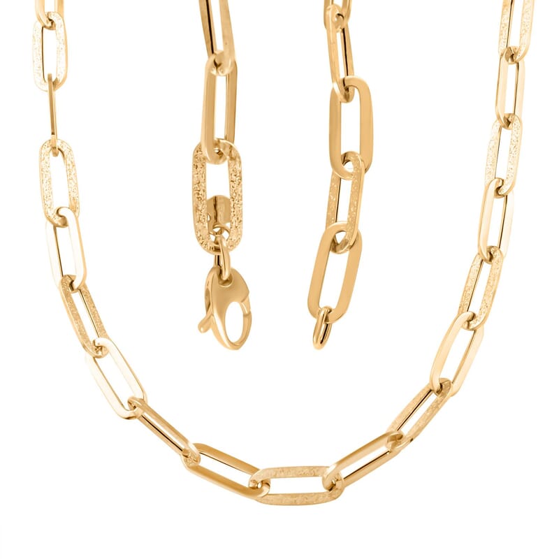 Gold Oro Zecchino Paperclip Collection Italian 14K Yellow Necklace 18 Inches 4.15 Grams