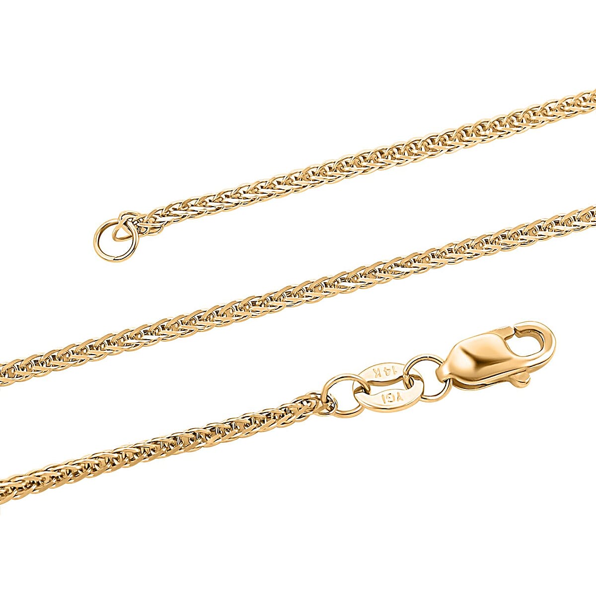 14K Yellow Gold 1.35mm Diamond-Cut Triple Spiga Wheat Chain Necklace 18 Inches 2.65 Grams image number 2