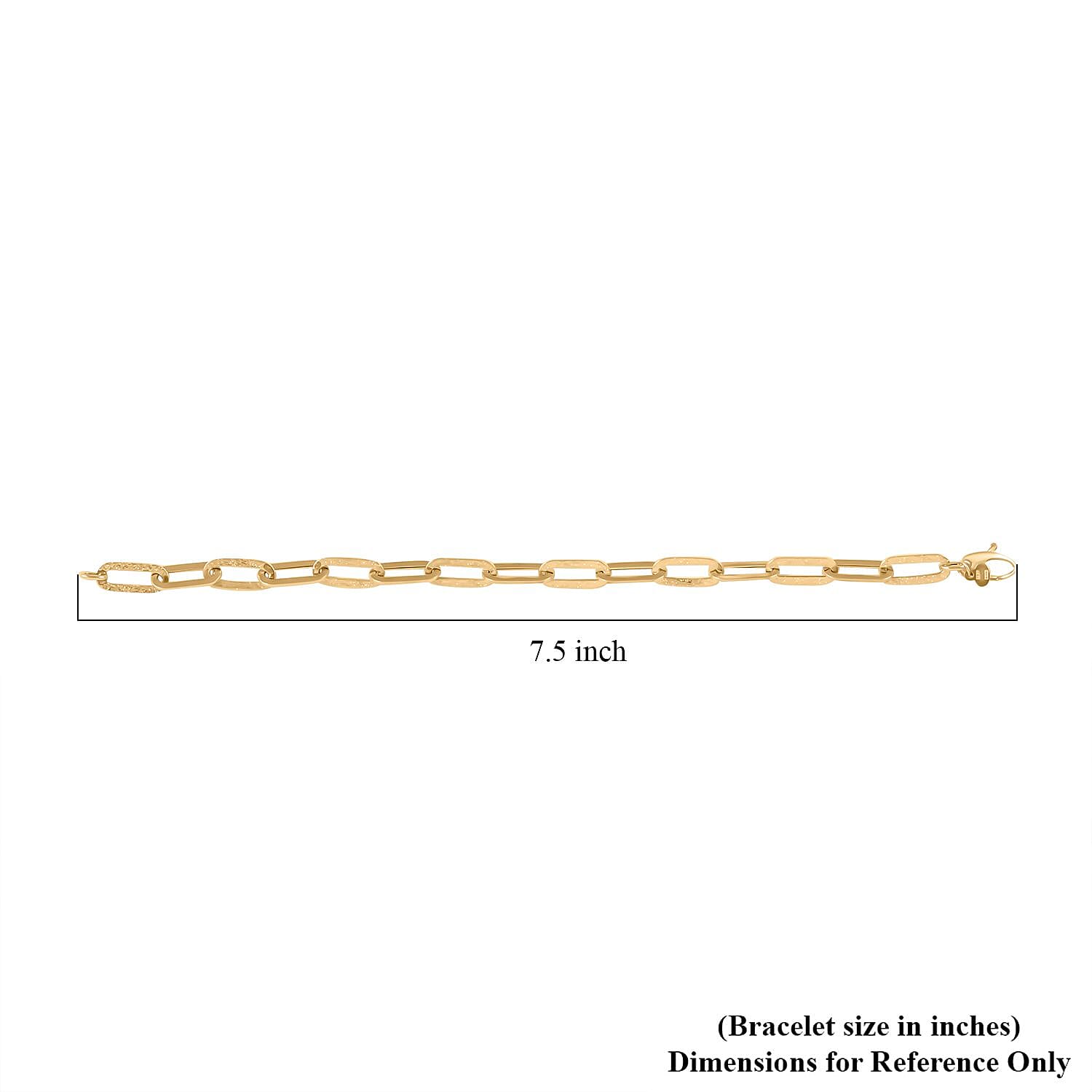 Gold Oro Zecchino Paperclip Collection Italian 14K Yellow Bracelet (7.50 In) 2.20 Grams