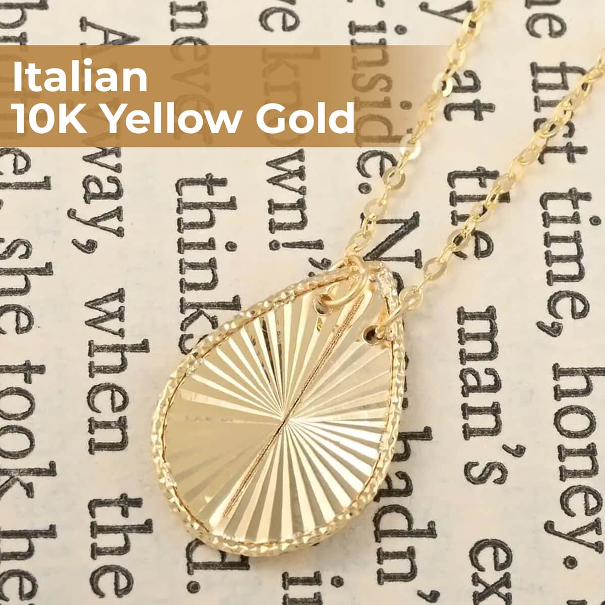 Gold Tuscan Sun Drop Italian 10K Yellow Necklace 18 Inches 1.15 Grams image number 1