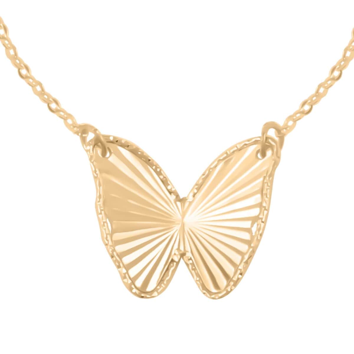 Gold Butterfly Necklace ,Tuscan Sun Drop Butterfly Necklace ,Italian 10K Yellow Gold Necklace ,18 Inch Necklace 1.15 Grams image number 0