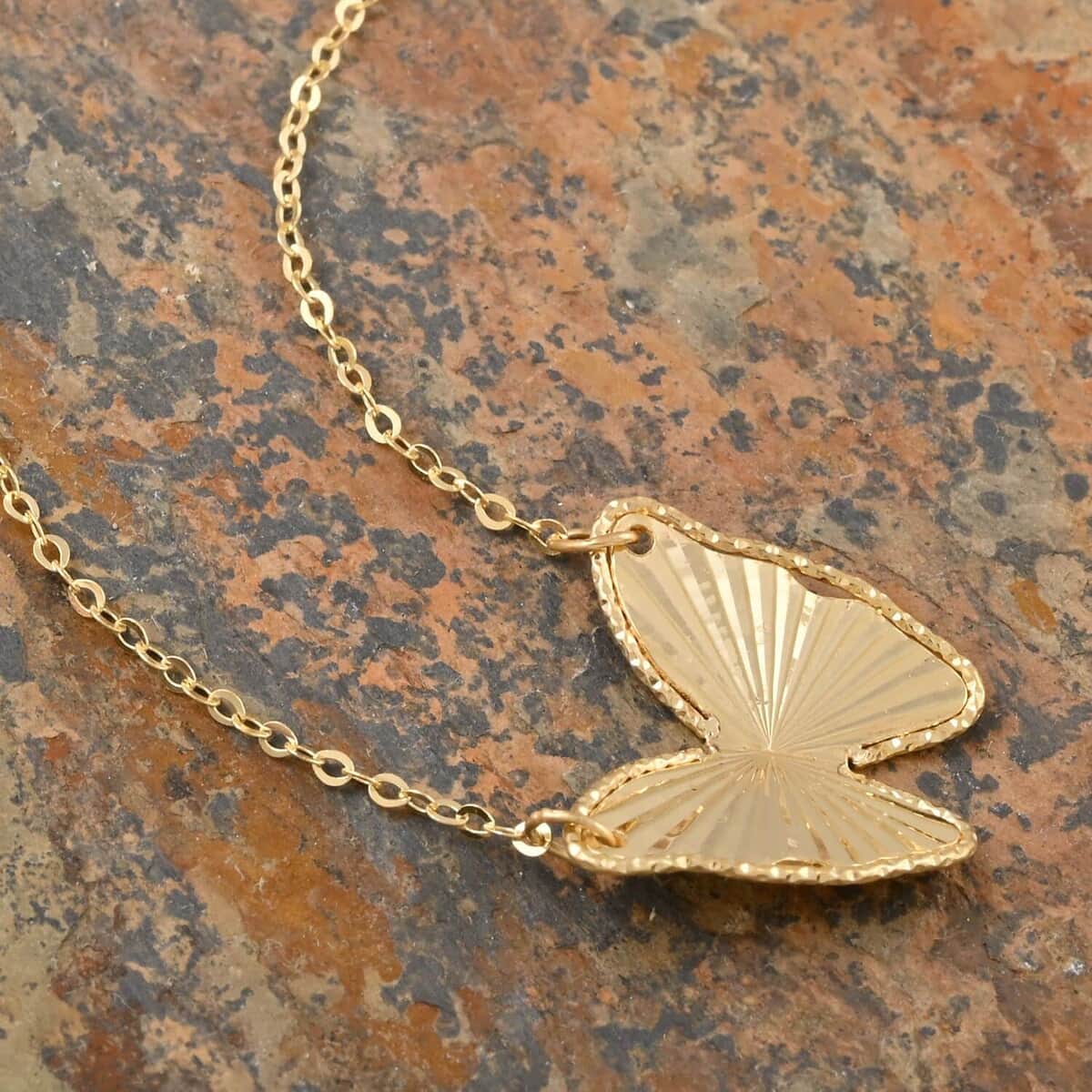 Gold Butterfly Necklace ,Tuscan Sun Drop Butterfly Necklace ,Italian 10K Yellow Gold Necklace ,18 Inch Necklace 1.15 Grams image number 1