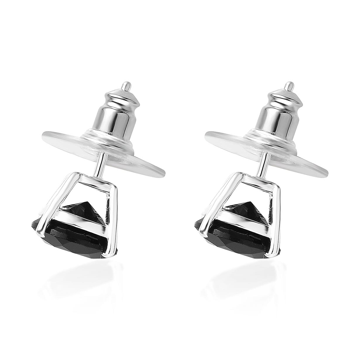 Thai Black Spinel Solitaire Stud Earrings in Sterling Silver 6.50 ctw image number 3