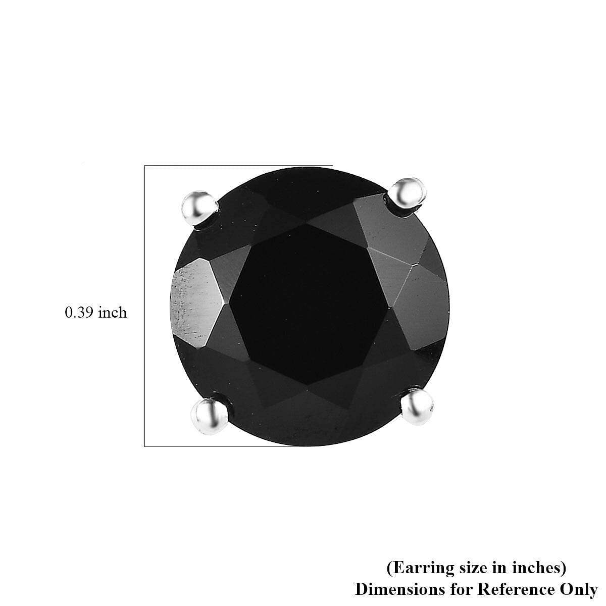 Thai Black Spinel Solitaire Stud Earrings in Sterling Silver 6.50 ctw