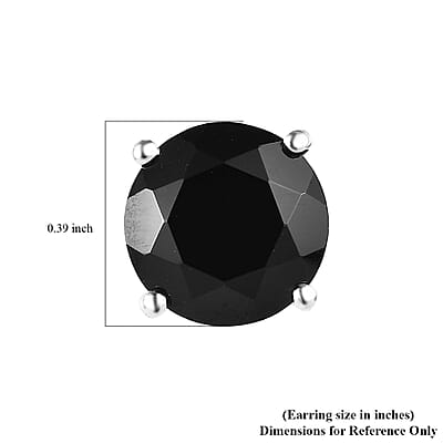 Thai Black Spinel Solitaire Stud Earrings in Sterling Silver 6.50 ctw