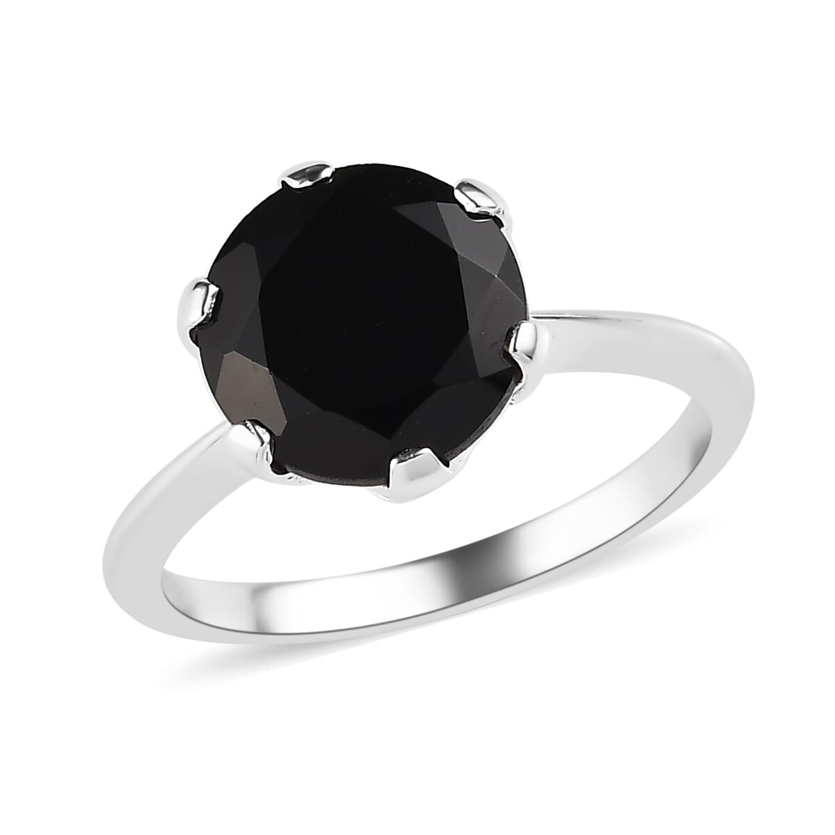 Natural Thai Black Spinel Solitaire Ring in Sterling Silver 3.25 ctw image number 0