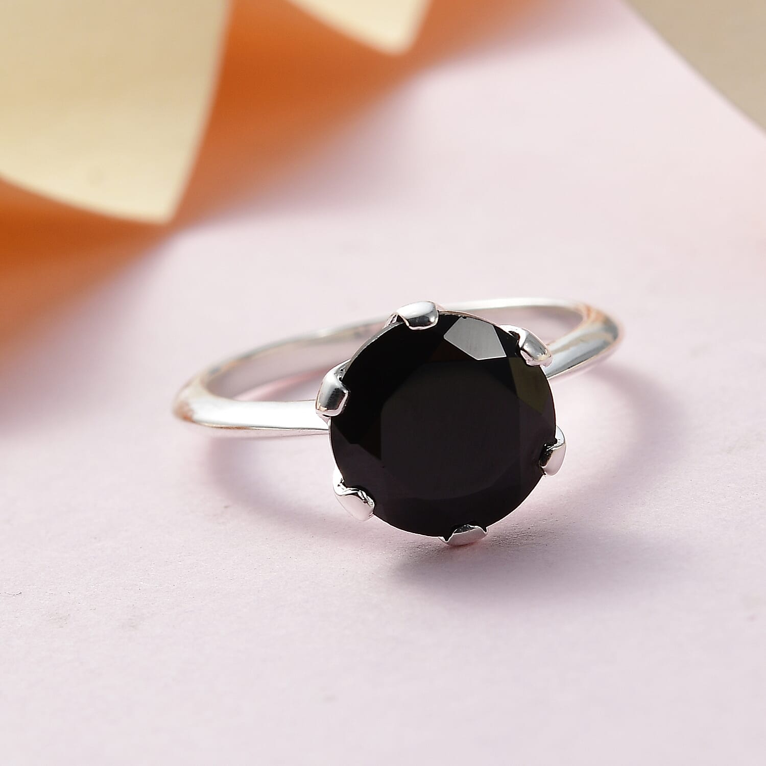 Thai Black Spinel Solitaire Ring in Sterling Silver (Size 10.0) 3.25 ctw