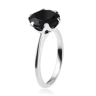 Thai Black Spinel Solitaire Ring in Sterling Silver (Size 10.0) 3.25 ctw
