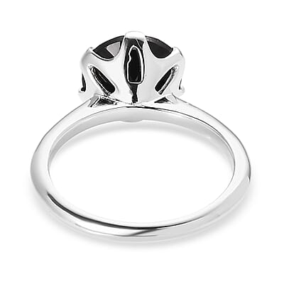 Thai Black Spinel Solitaire Ring in Sterling Silver (Size 10.0) 3.25 ctw