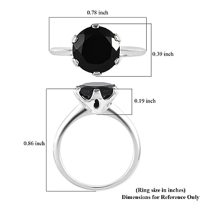 Thai Black Spinel Solitaire Ring in Sterling Silver (Size 10.0) 3.25 ctw
