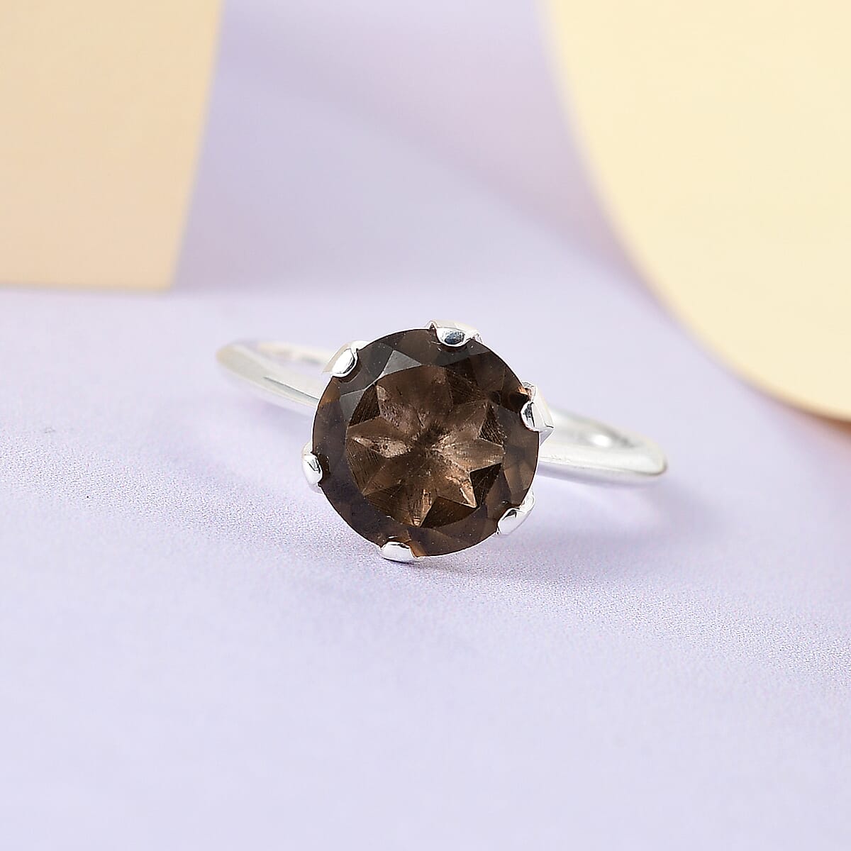 Brazilian Smoky Quartz Solitaire Ring in Sterling Silver (Size 8.0) 2.50 ctw image number 1