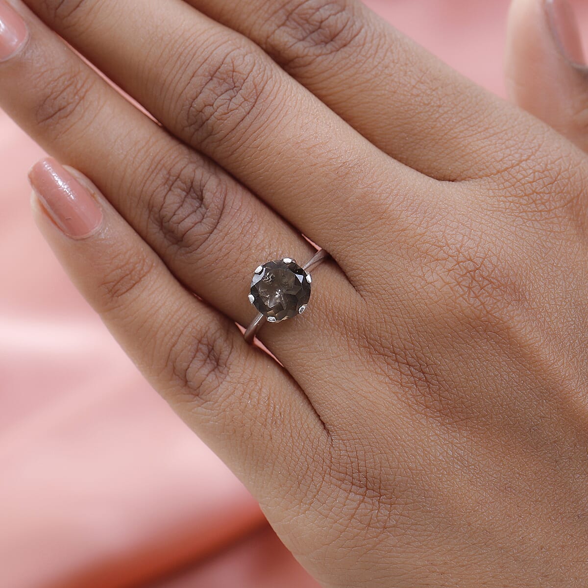 Brazilian Smoky Quartz Solitaire Ring in Sterling Silver (Size 8.0) 2.50 ctw image number 2