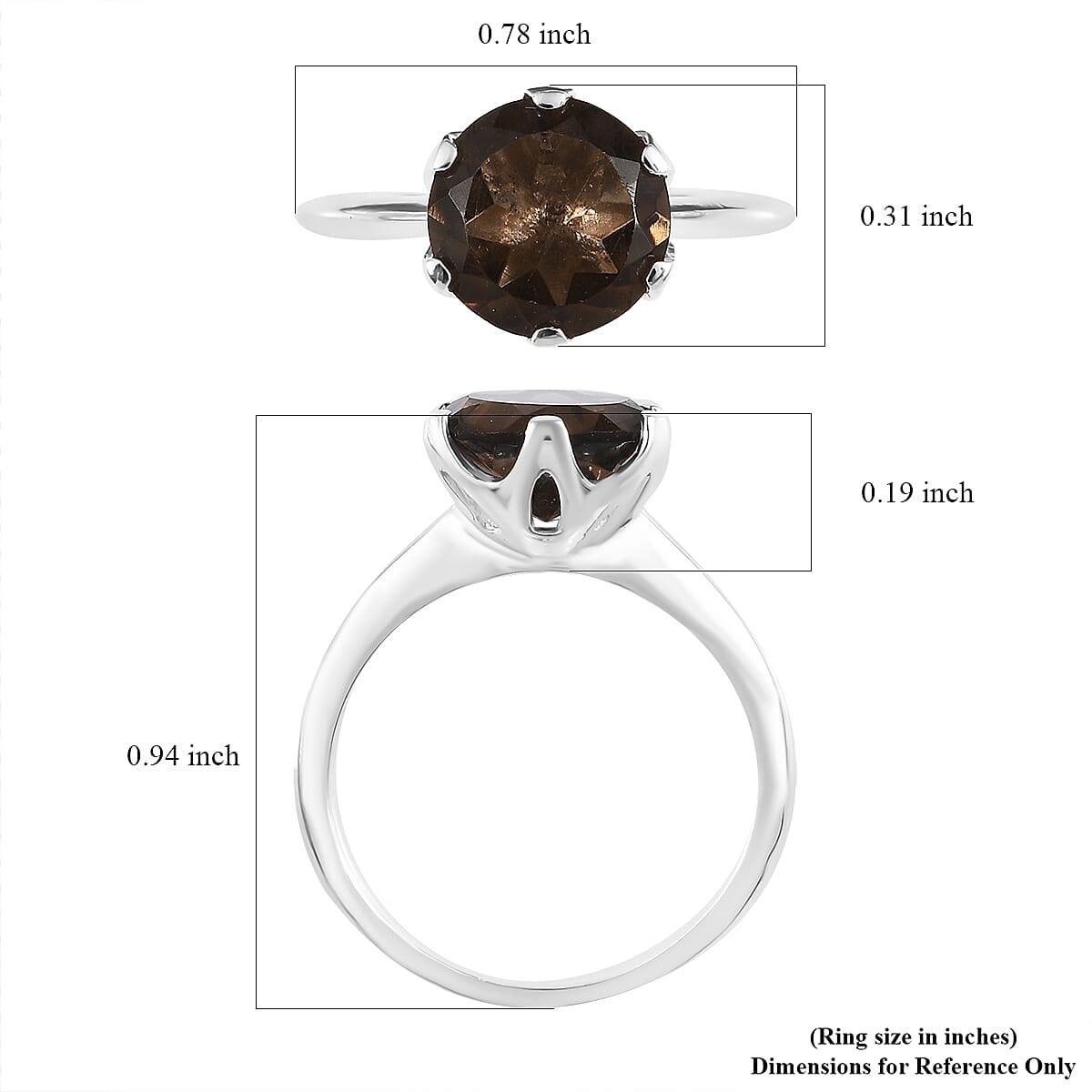 Brazilian Smoky Quartz Solitaire Ring in Sterling Silver (Size 8.0) 2.50 ctw image number 5