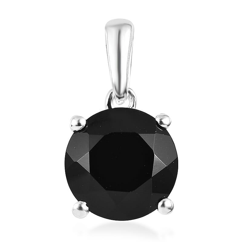 D'Joy Thai Black Spinel Solitaire Pendant without Chain in Sterling Silver 3.25 ctw