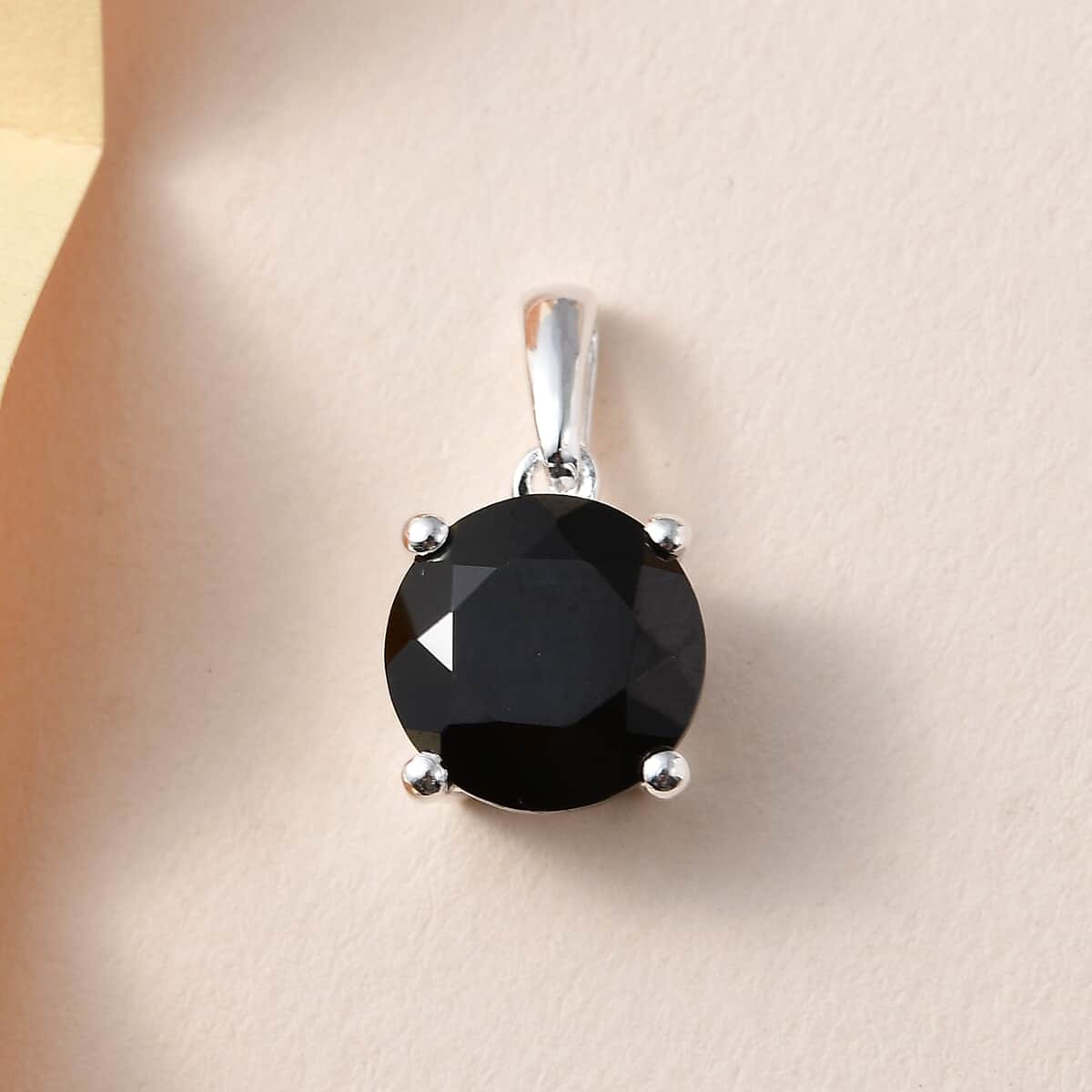 Thai Black Spinel Solitaire Pendant in Sterling Silver 3.25 ctw image number 1