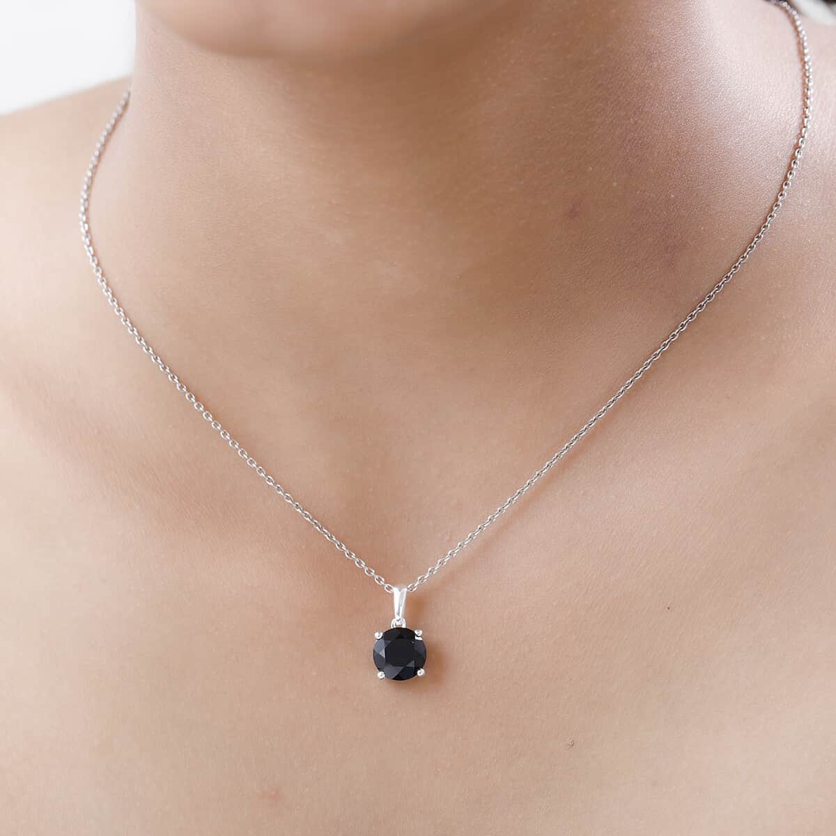 Thai Black Spinel Solitaire Pendant in Sterling Silver 3.25 ctw image number 2