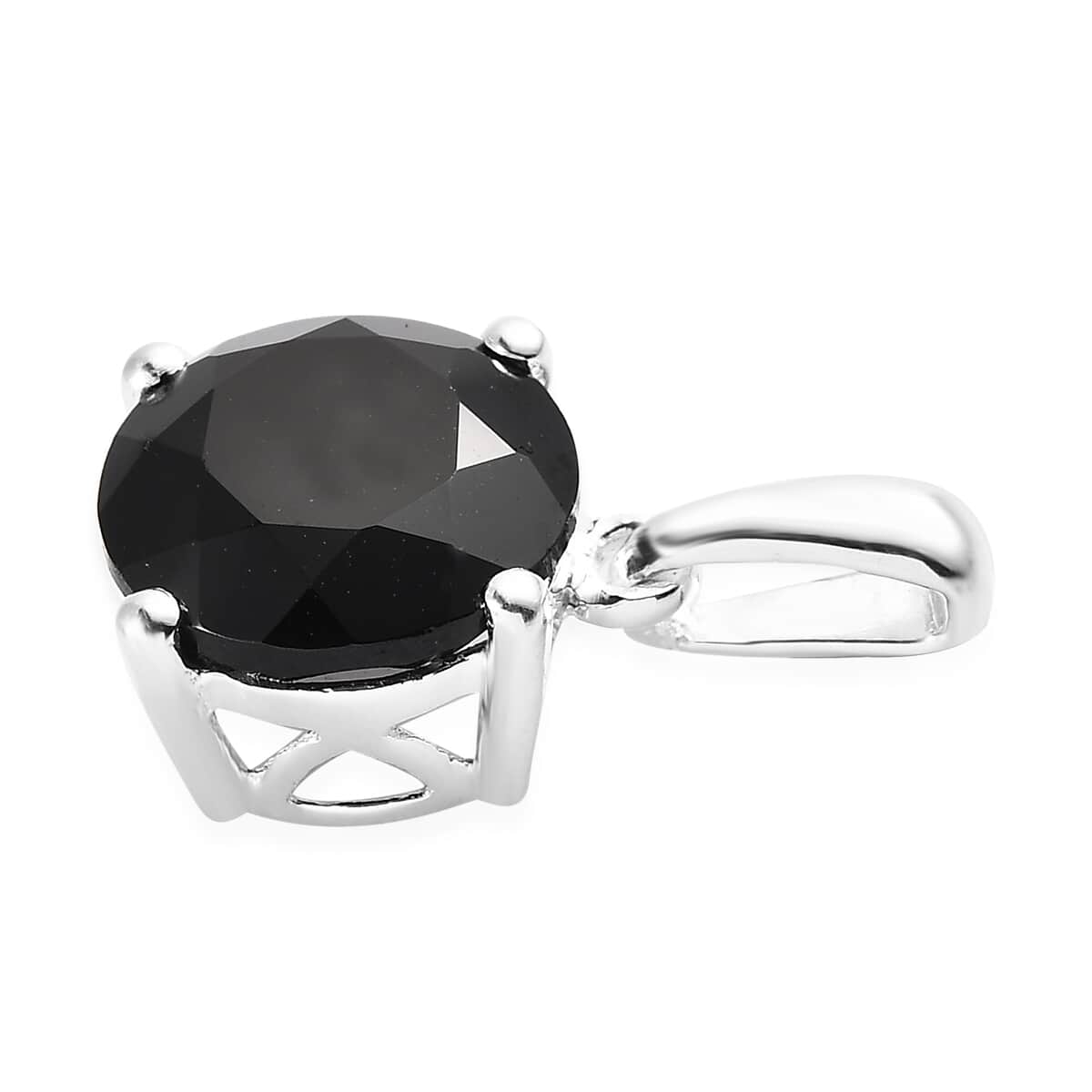 Thai Black Spinel 3.25 ctw Solitaire Pendant in Sterling Silver image number 3