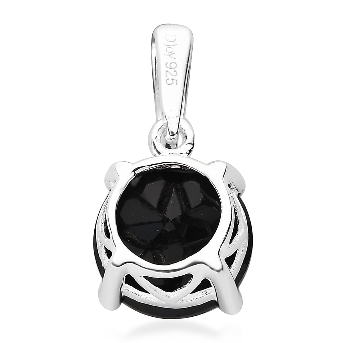 D'Joy Thai Black Spinel Solitaire Pendant without Chain in Sterling Silver 3.25 ctw