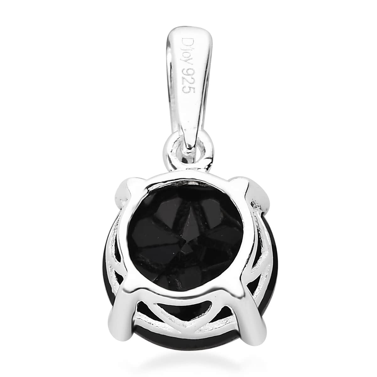 Thai Black Spinel 3.25 ctw Solitaire Pendant in Sterling Silver image number 4