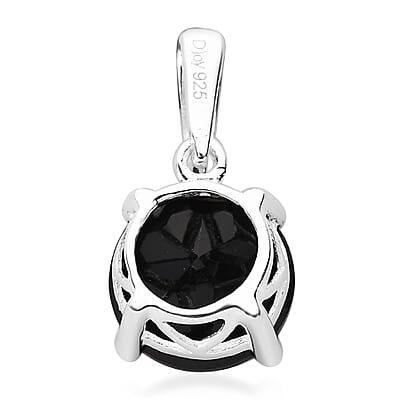 D'Joy Thai Black Spinel Solitaire Pendant without Chain in Sterling Silver 3.25 ctw