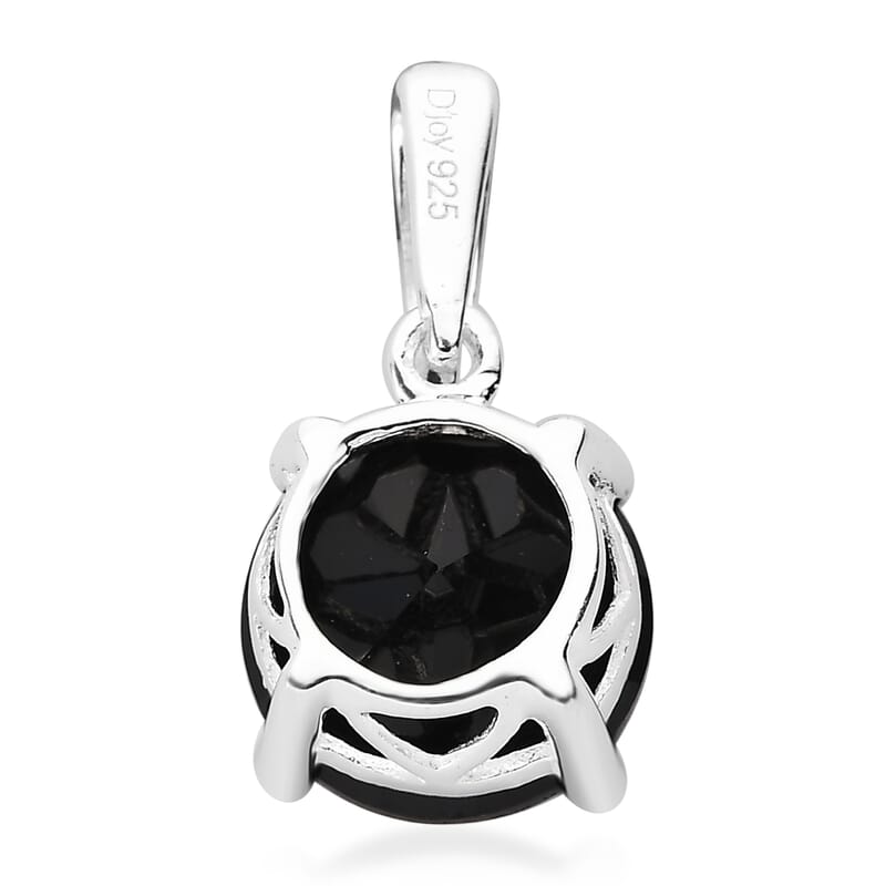 D'Joy Thai Black Spinel Solitaire Pendant without Chain in Sterling Silver 3.25 ctw