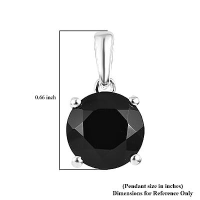 D'Joy Thai Black Spinel Solitaire Pendant without Chain in Sterling Silver 3.25 ctw