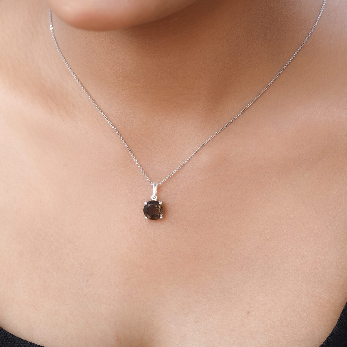 Brazilian Smoky Quartz 2.65 ctw Solitaire Pendant without Chain in Sterling Silver image number 2