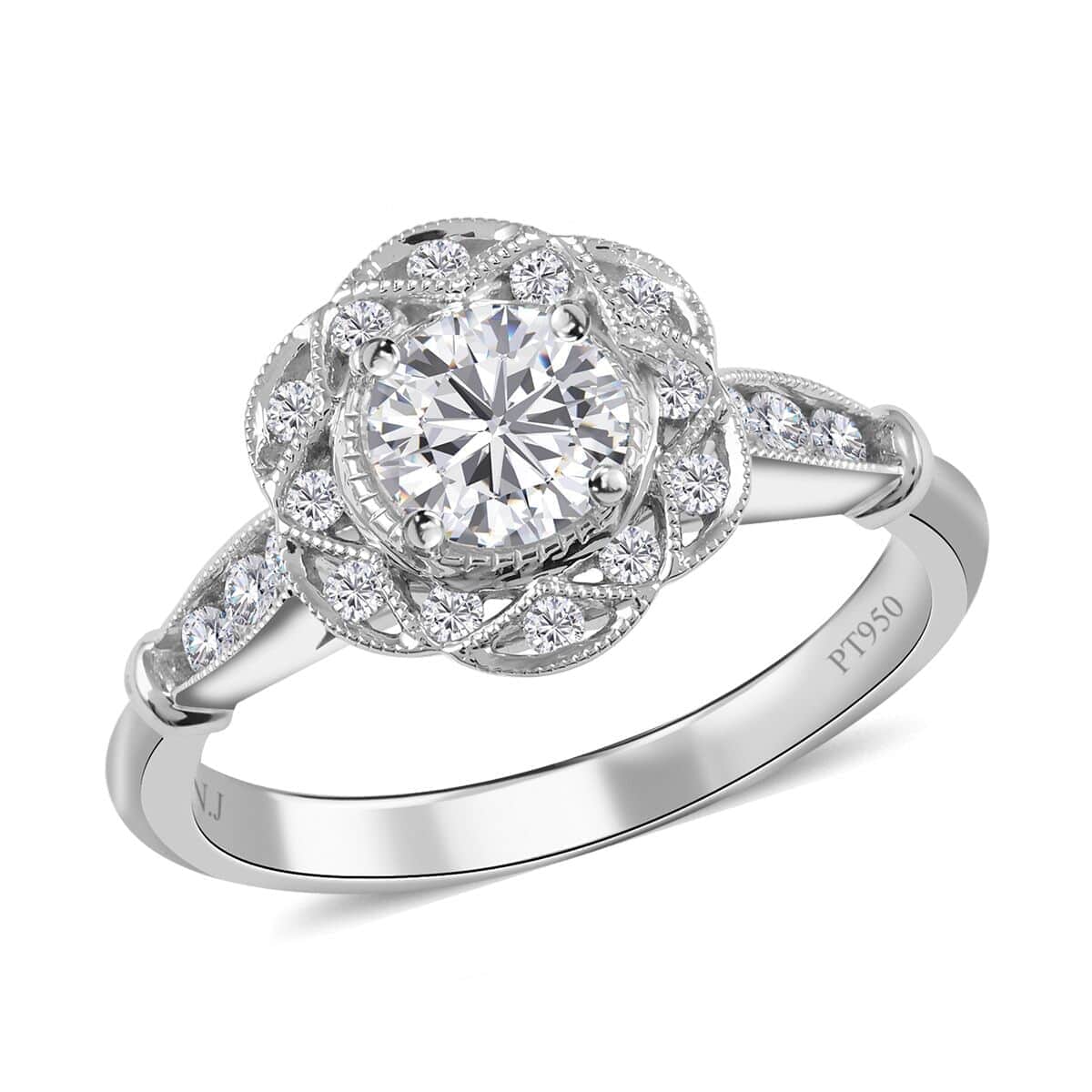 Ankur Treasure Chest Modani Eternal Beauty 950 Platinum G VS1 White Diamond Ring (Size 10.0) 5.50 Grams 1.00 ctw image number 0