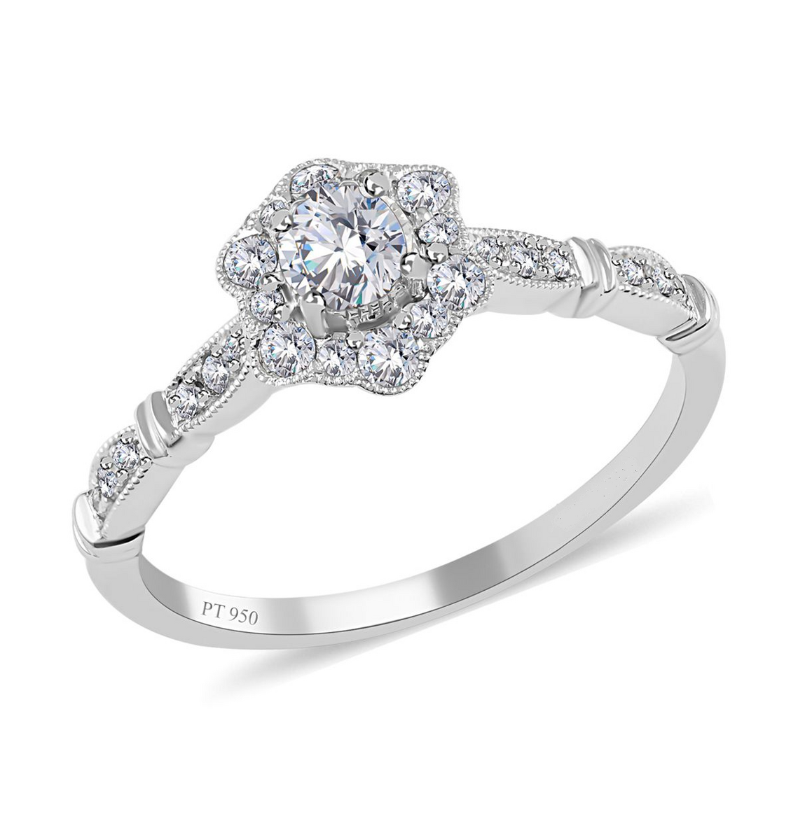 Modani Eternal Beauty 950 Platinum G VVS1 White Diamond Ring 3.70 Grams 0.50 ctw image number 0