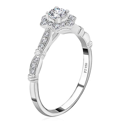 Modani Vintage Floral Brilliance 950 Platinum White Diamond Ring (G VVS1) , Floral Cluster Ring , Diamond Cluster Ring , Wedding Ring 0.50 ctw (Size 10.0)