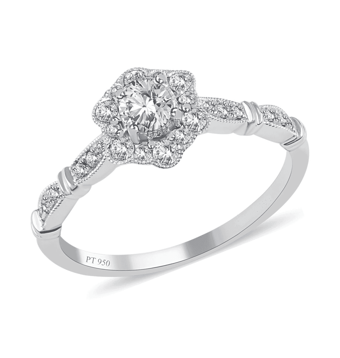 Modani Vintage Floral Brilliance 950 Platinum White Diamond Ring (G VVS1) , Floral Cluster Ring , Diamond Cluster Ring , Wedding Ring 0.50 ctw (Size 5.0) image number 0