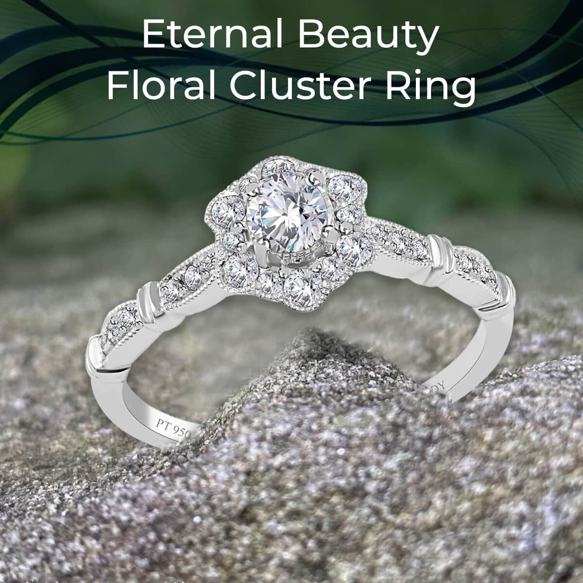 Modani Vintage Floral Brilliance 950 Platinum White Diamond Ring (G VVS1) , Floral Cluster Ring , Diamond Cluster Ring , Wedding Ring 0.50 ctw (Size 5.0) image number 1