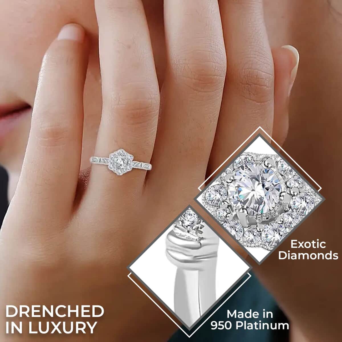 Modani Vintage Floral Brilliance 950 Platinum White Diamond Ring (G VVS1) , Floral Cluster Ring , Diamond Cluster Ring , Wedding Ring 0.50 ctw (Size 5.0) image number 2