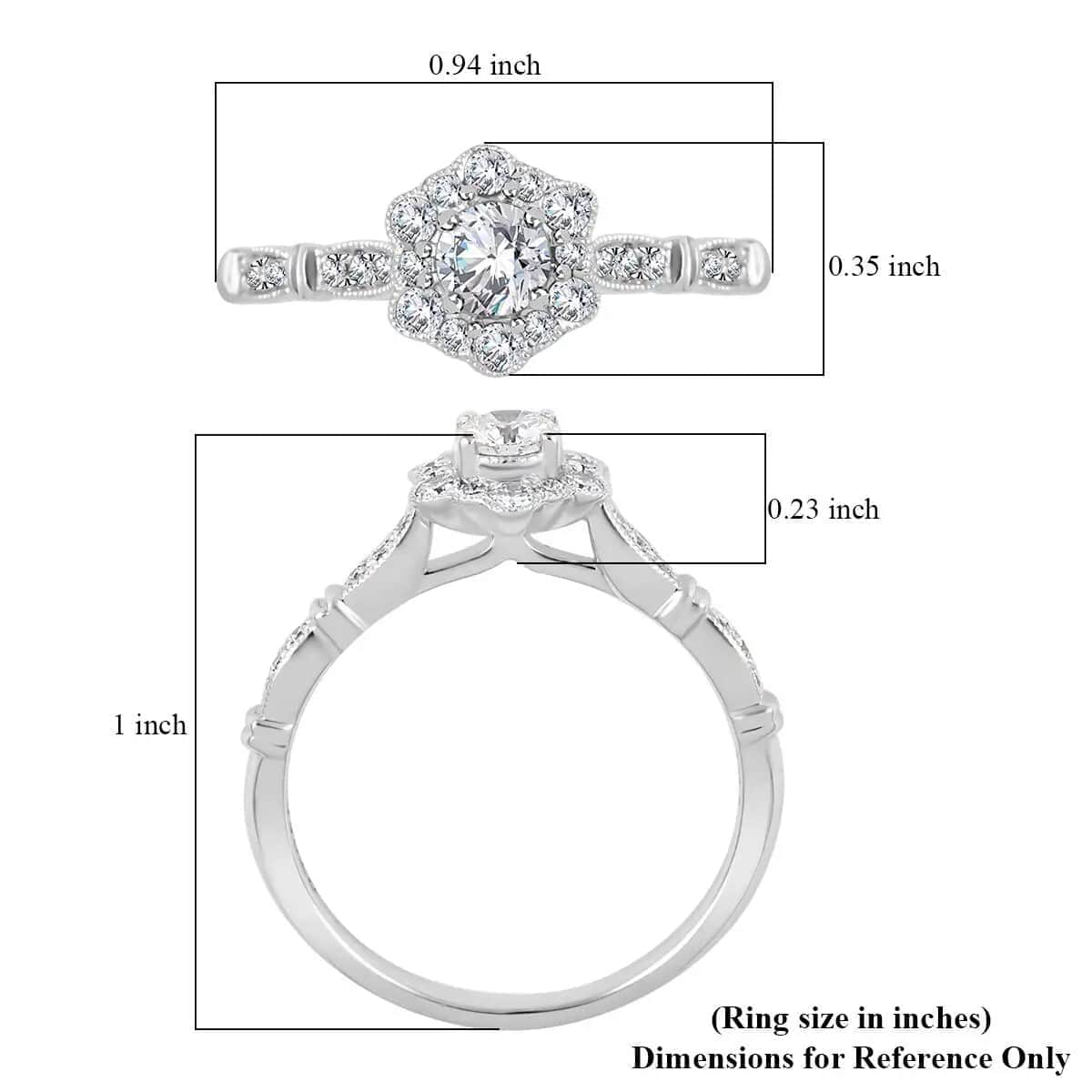 Modani Vintage Floral Brilliance 950 Platinum White Diamond Ring (G VVS1) , Floral Cluster Ring , Diamond Cluster Ring , Wedding Ring 0.50 ctw (Size 5.0) image number 6