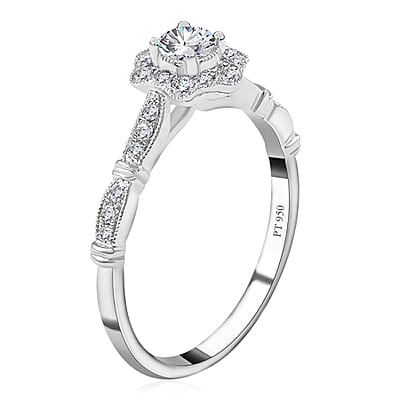 Modani Vintage Floral Brilliance 950 Platinum White Diamond Ring (G VVS1) , Floral Cluster Ring , Diamond Cluster Ring , Wedding Ring 0.50 ctw (Size 6.0)