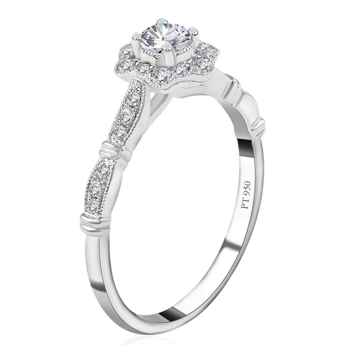 Modani Vintage Floral Brilliance 950 Platinum White Diamond Ring (G VVS1) , Floral Cluster Ring , Diamond Cluster Ring , Wedding Ring 0.50 ctw (Size 6.0) image number 2