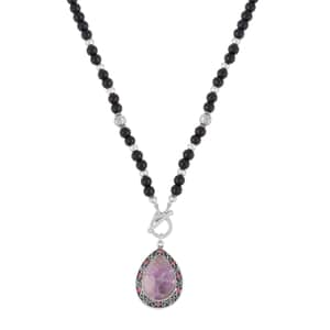Amethyst and Multi Gemstone Statement Necklace 30 Inches in Silvertone 3.00 ctw