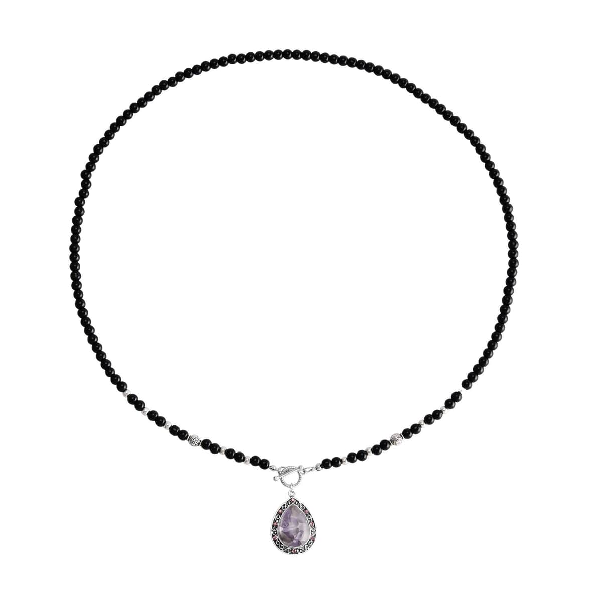 Amethyst and Multi Gemstone Statement Necklace 30 Inches in Silvertone 3.00 ctw image number 2