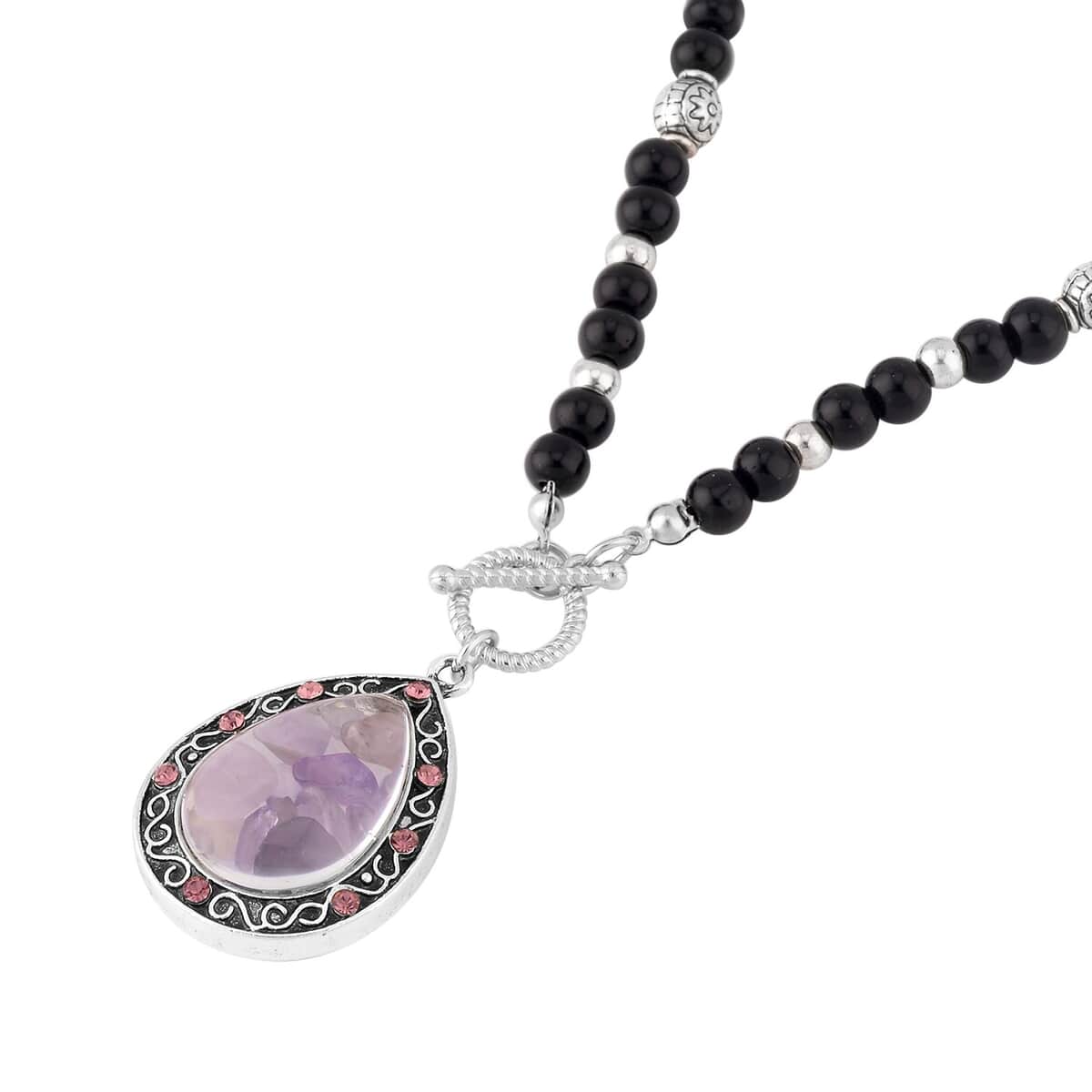 Amethyst and Multi Gemstone Statement Necklace 30 Inches in Silvertone 3.00 ctw image number 3