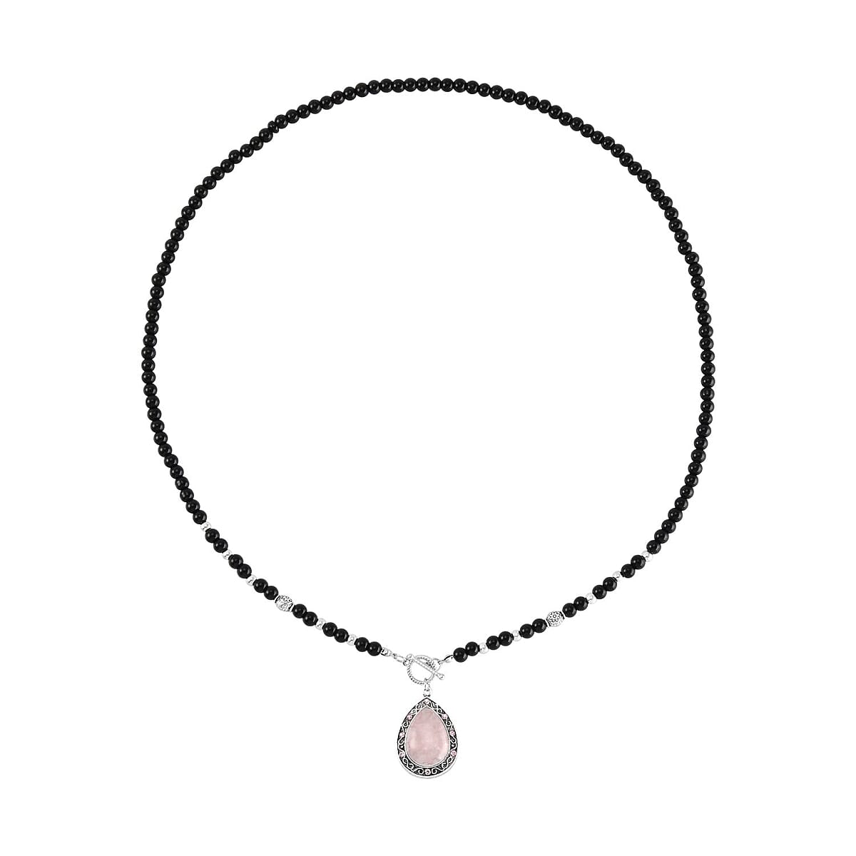 Galilea Rose Quartz and Multi Gemstone Statement Necklace 30 Inches in Silvertone 3.00 ctw image number 2