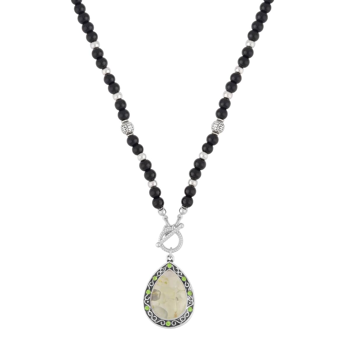 Peridot and Multi Gemstone Statement Necklace 30 Inches in Silvertone 3.00 ctw image number 0