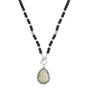 Peridot and Multi Gemstone Statement Necklace 30 Inches in Silvertone 3.00 ctw