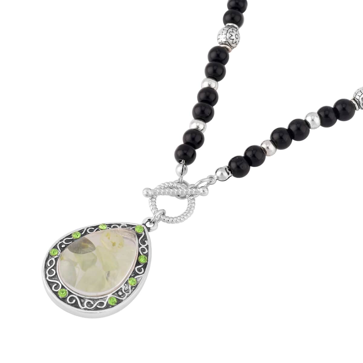 Peridot and Multi Gemstone Statement Necklace 30 Inches in Silvertone 3.00 ctw image number 3