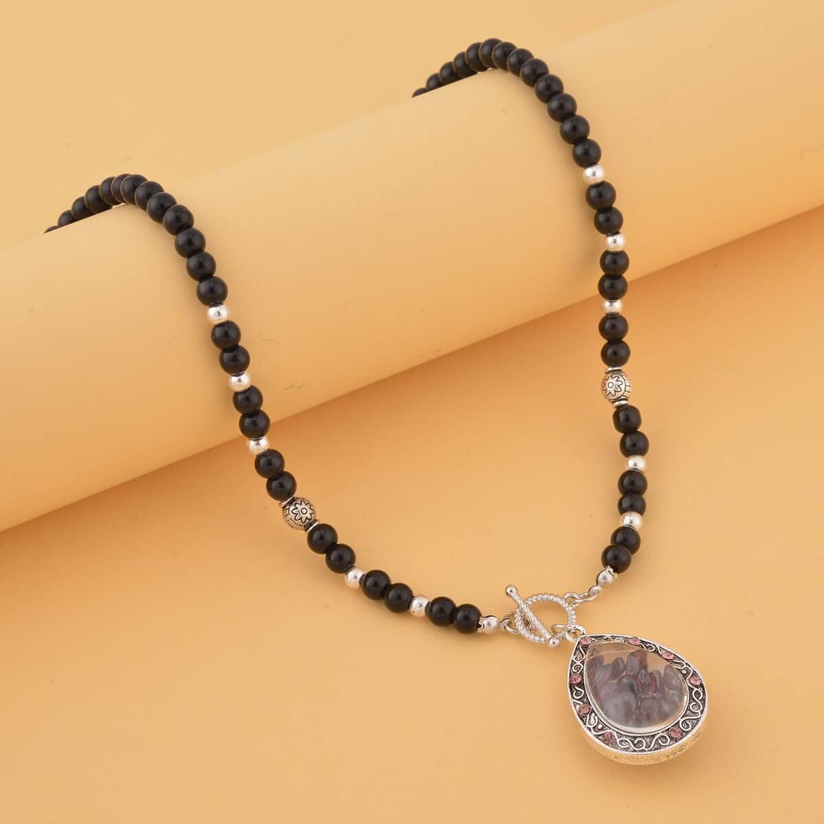 Mozambique Garnet and Multi Gemstone Statement Necklace 30 Inches in Silvertone 3.00 ctw image number 1